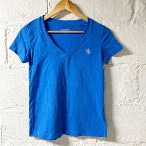 Lauren Ralph Lauren RLL Monogram Blue Short Sleeve Tee Sz S Women’s